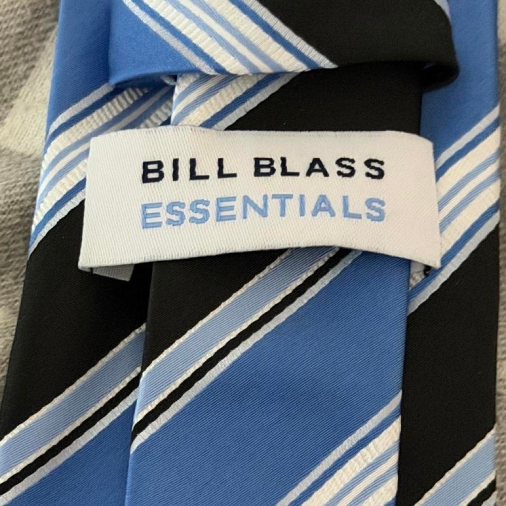 Bill Blass Essentials Striped Necktie Blue Black White Classic Mens Tie